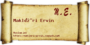 Maklári Ervin névjegykártya